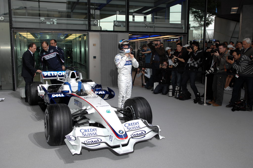 BMW SAUBER F1 08, Monday 14th January 2008 BMW Welt, Munich, Germany. The Launch of the BMW Sauber F1.08. BMW Sauber F1 Team driver Nick Heidfeld (GER) Prepares to drive the new BMW Sauber F1.08 for the first time. This image is copyright free for editorial use © BMW AG  