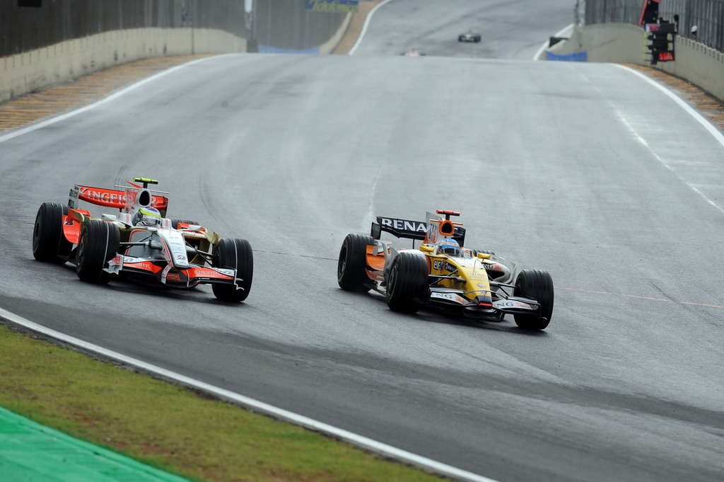 GP BRASILE, BRAZILIAN GRAND PRIX F1/2008 -  SAN PAOLO 02/11/2008 - GIANCARLO FISICHELLA - FERNANDO ALONSO 
© FOTO ERCOLE COLOMBO FOR BRIDGESTONE