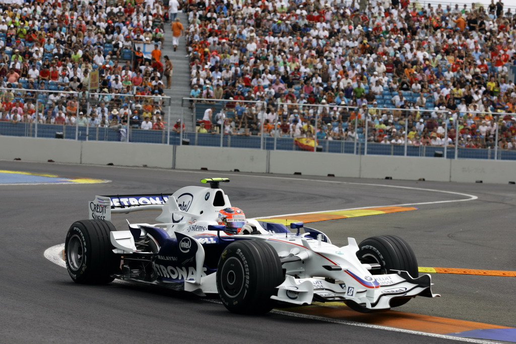 GP EUROPA, Saturday, August 23, 2008  European Grand Prix. Valencia Spain. Robert Kubica (POL) in the BMW Sauber F1.08 This image is copyright free for editorial use © BMW AG. 