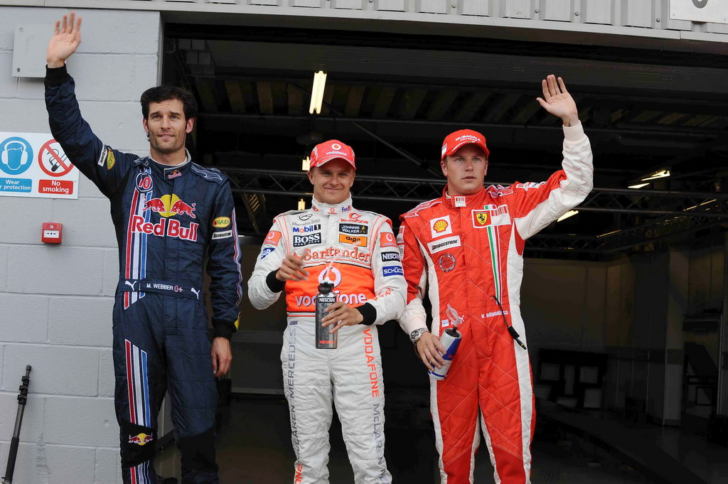 GP GRAN BRETAGNA, BRITISH GRAND PRIX F1/2008 - SILVERSTONE 05/07/2008  - MARK WEBBER (2nd) - HEIKKI KOVALAINEN (pole position) - KIMI RAIKKONEN 
© FOTO ERCOLE COLOMBO FOR BRIDGESTONE