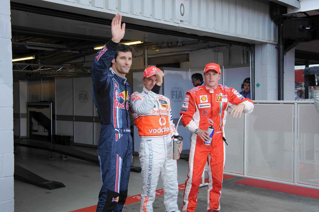 GP GRAN BRETAGNA, BRITISH GRAND PRIX F1/2008 - SILVERSTONE 05/07/2008  - MARK WEBBER (2nd) - HEIKKI KOVALAINEN (pole position) - KIMI RAIKKONEN 
© FOTO ERCOLE COLOMBO FOR BRIDGESTONE