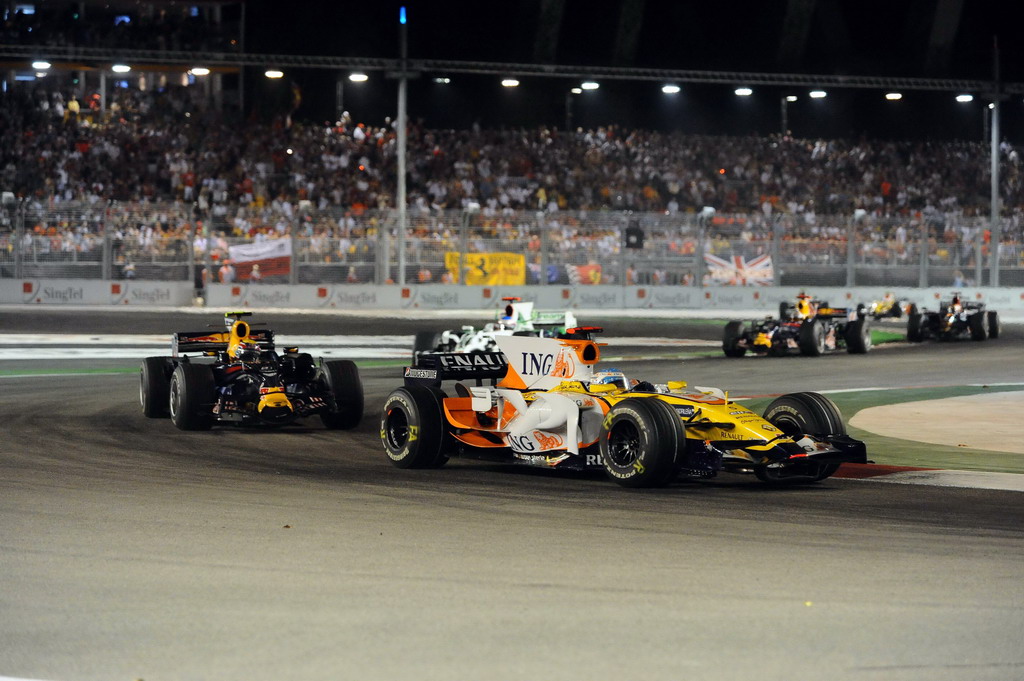 GP SINGAPORE, SINGAPORE GRAND PRIX F1/2008 -  SINGAPORE 28/09/2008  - FERNANDO ALONSO - MARK WEBBER - JENSON BUTTON 
© FOTO ERCOLE COLOMBO FOR BRIDGESTONE