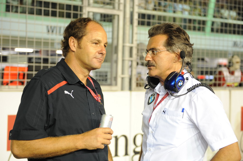 GP SINGAPORE, Domenica, 28 September 2008  Singapore Grand Prix. Marina Bay. Singapore. Derhard Berger with Mario Theissen ( BMW Motorsport Director)  This image is copyright free for editorial use © BMW AG 