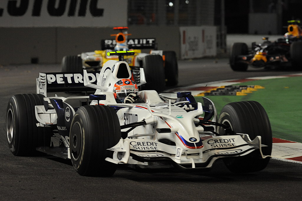 GP SINGAPORE, Domenica, 28 September 2008  Singapore Grand Prix. Marina Bay. Singapore. Robert Kubica (POL) in the BMW Sauber F1.08 This image is copyright free for editorial use © BMW AG 