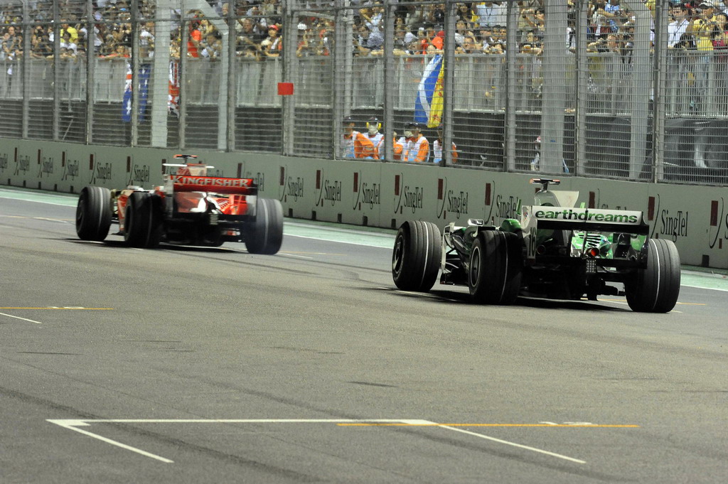 GP SINGAPORE, SINGAPORE GRAND PRIX F1/2008 -  SINGAPORE 27/09/2008  - ADRIAN SUTIL - JENSON BUTTON 
© FOTO ERCOLE COLOMBO FOR BRIDGESTONE