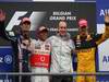 GP Belgio, Gara, Lewis Hamilton (GBR), McLaren  Mercedes, MP4-25 vincitore, Mark Webber (AUS), Red Bull Racing, RB6 secondo e Robert Kubica (POL), Renault F1 Team, R30 terzo 