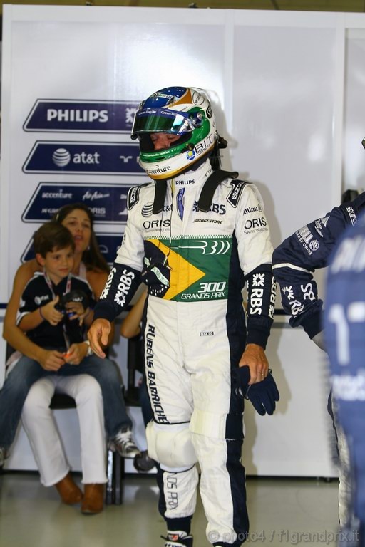 GP Brasile, Gara, Rubens Barrichello (BRA), Williams, FW32 with his son Fernando