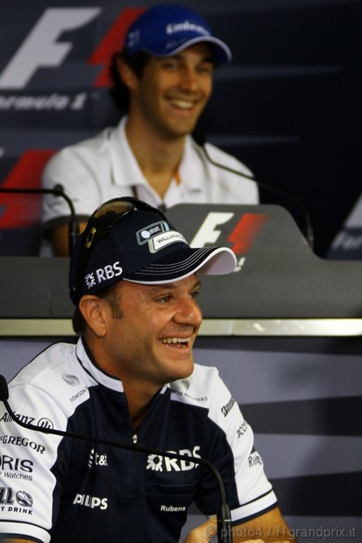 GP Brasile, Giovedi', Conferenza Stampa, Rubens Barrichello (BRA), Williams, FW32 e Bruno Senna (BRA), Hispania Racing F1 Team (HRT), F110 