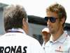 GP Brasile, Giovedi', Norbert Haug (GER), Motorsport chief  e Jenson Button (GBR), McLaren  Mercedes, MP4-25 
