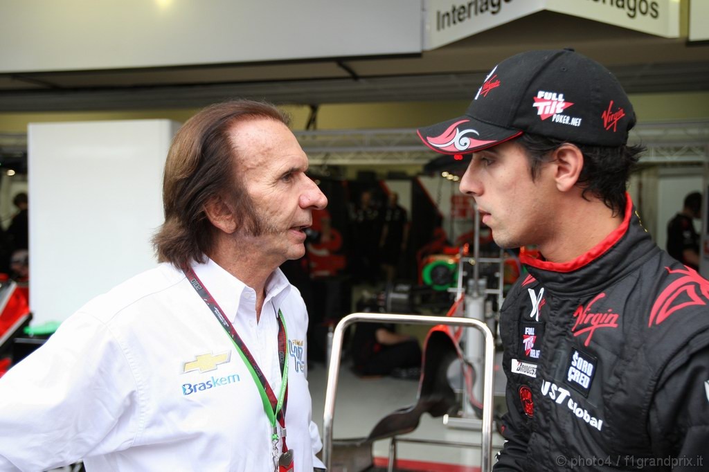 GP Brasile, Prove Libere 3, Sabato, Emerson Fittipaldi (BRA), Ex F1 Champion  e Lucas Di Grassi (BRA), Virgin Racing, VR-01 