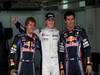 GP Brasile, Qualifiche, Sebastian Vettel (GER), Red Bull Racing, RB6 secondo, Nico Hulkenberg (GER), Williams, FW32 pole position e Mark Webber (AUS), Red Bull Racing, RB6 terzo 