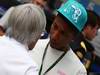 GP Brasile, Pharrell Williams, producer, musician e fashion designer e Bernie Ecclestone (GBR), President e CEO of Formula One Management  