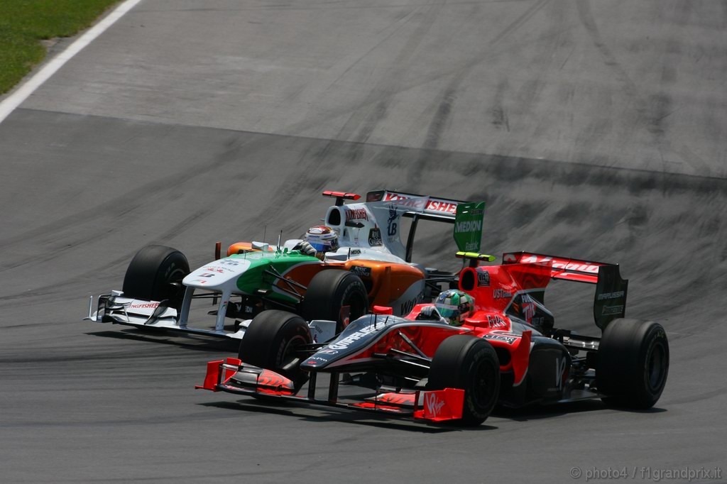 GP Canada, Gara, Lucas Di Grassi (BRA), Virgin Racing, VR-01 e Adrian Sutil (GER), Force India F1 Team, VJM03 