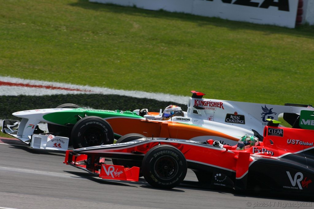 GP Canada, Gara, Lucas Di Grassi (BRA), Virgin Racing, VR-01 e Adrian Sutil (GER), Force India F1 Team, VJM03 