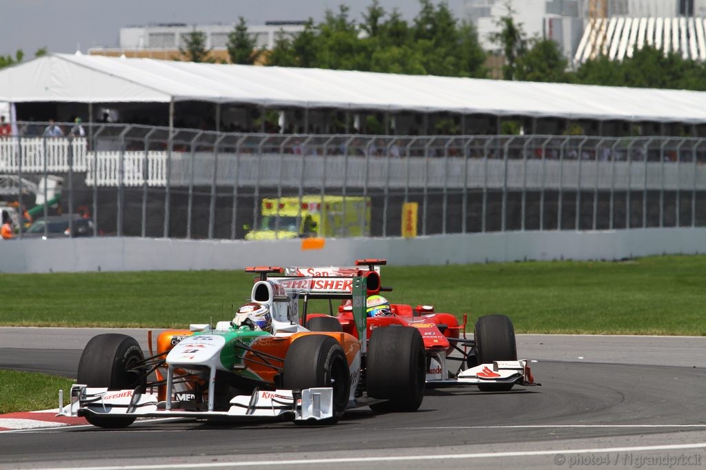 GP Canada, Gara, Adrian Sutil (GER), Force India F1 Team, VJM03 davanti a Felipe Massa (BRA), Ferrari, F10 