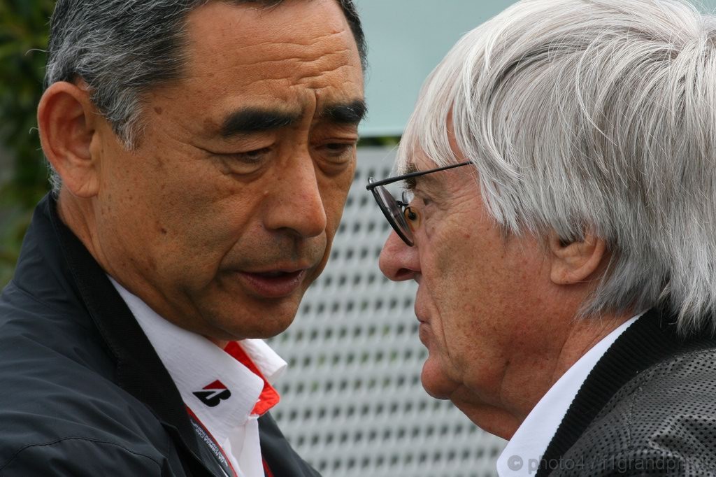 GP Canada, Prove Libere 2, Venerdi', Bernie Ecclestone (GBR), President e CEO of Formula One Management  e Hiroshi Yasukawa (JPN), Bridgestone 
