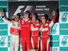 GP Corea, Gara, Fernando Alonso (ESP), Ferrari, F10 vincitore, Lewis Hamilton (GBR), McLaren  Mercedes, MP4-25 secondo e Felipe Massa (BRA), Ferrari, F10 terzo e Christian Dyer (AUS), Ferrari Gara Engineer 