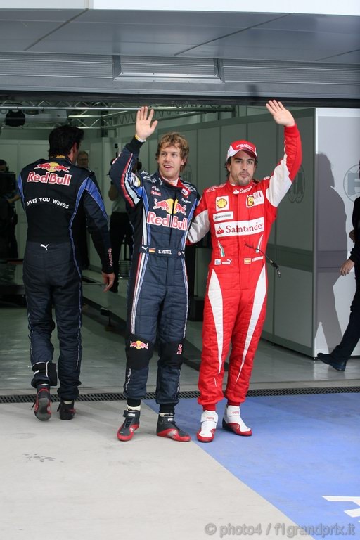GP Corea, Qualifiche, Mark Webber (AUS), Red Bull Racing, RB6 secondo, Sebastian Vettel (GER), Red Bull Racing, RB6 pole position e Fernando Alonso (ESP), Ferrari, F10 terzo 