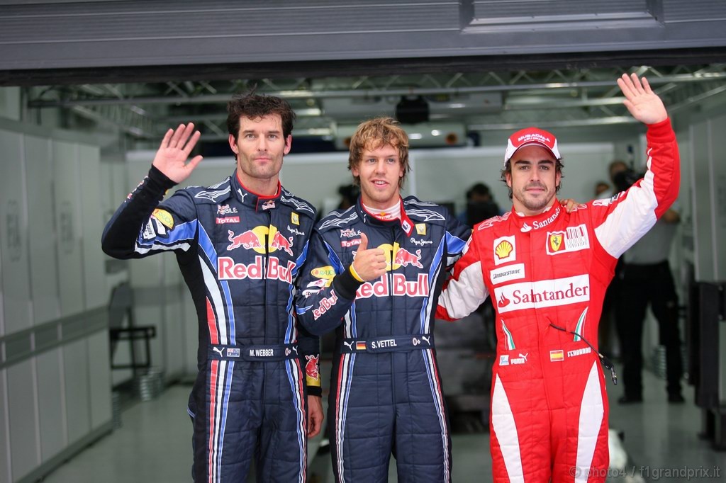 GP Corea, Qualifiche, Mark Webber (AUS), Red Bull Racing, RB6 secondo, Sebastian Vettel (GER), Red Bull Racing, RB6 pole position e Fernando Alonso (ESP), Ferrari, F10 terzo 