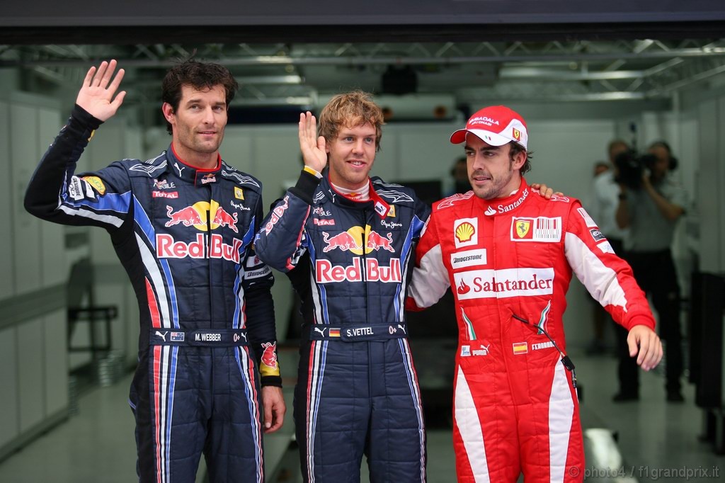 GP Corea, Qualifiche, Mark Webber (AUS), Red Bull Racing, RB6 secondo, Sebastian Vettel (GER), Red Bull Racing, RB6 pole position e Fernando Alonso (ESP), Ferrari, F10 terzo 