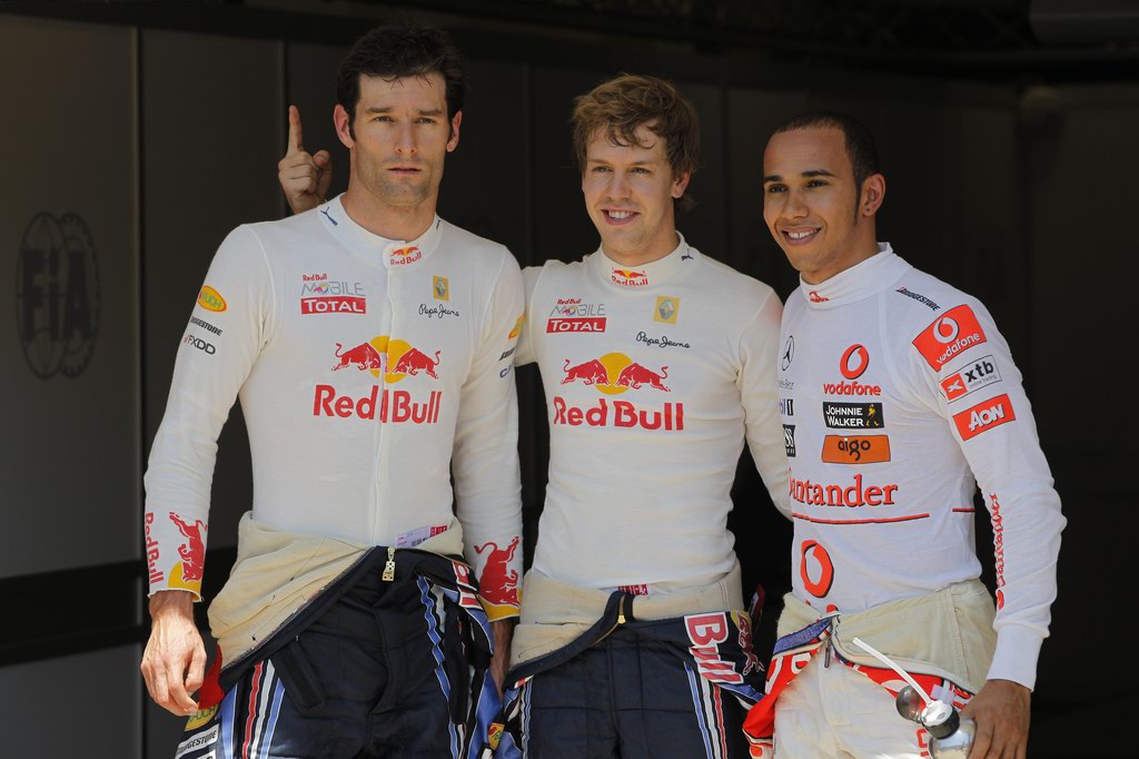 GP Europa, Qualifiche, Sebastian Vettel (GER), Red Bull Racing, RB6 pole position, Mark Webber (AUS), Red Bull Racing, RB6 secondo e Lewis Hamilton (GBR), McLaren  Mercedes, MP4-25 terzo 