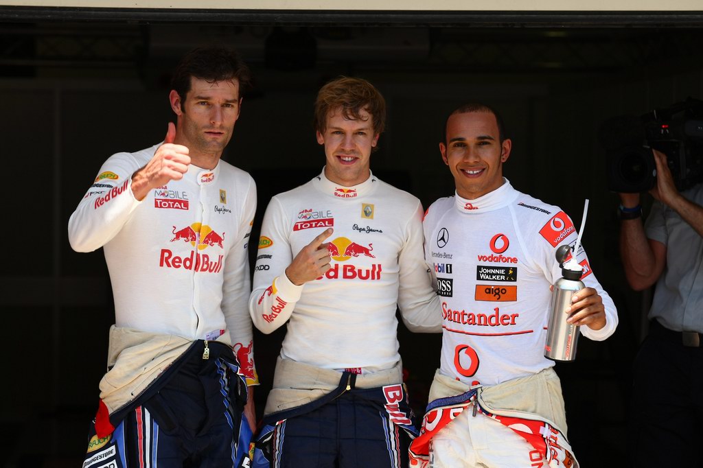 GP Europa, Qualifiche, Sebastian Vettel (GER), Red Bull Racing, RB6 pole position, Mark Webber (AUS), Red Bull Racing, RB6 secondo e Lewis Hamilton (GBR), McLaren  Mercedes, MP4-25 terzo 