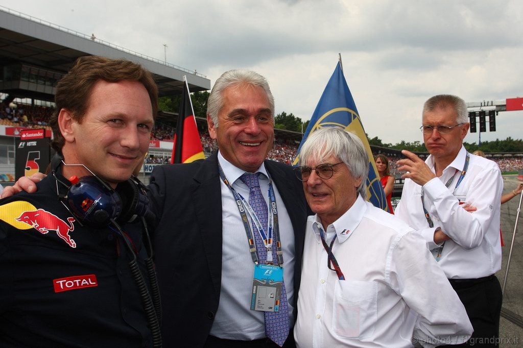GP Germania, Gara, Bernie Ecclestone (GBR), President e CEO of Formula One Management e Christian Horner (GBR), Red Bull Racing, Sporting Director