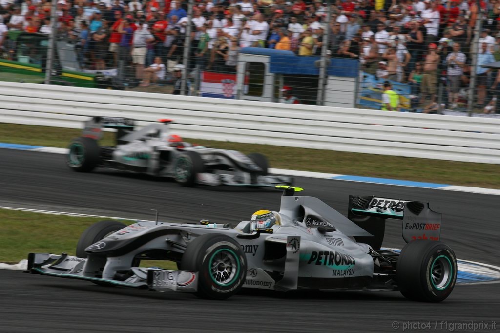 GP Germania, Gara, Nico Rosberg (GER), Mercedes GP F1 Team, MGP W01 davanti a Michael Schumacher (GER), Mercedes GP  F1 Team, MGP W01 
