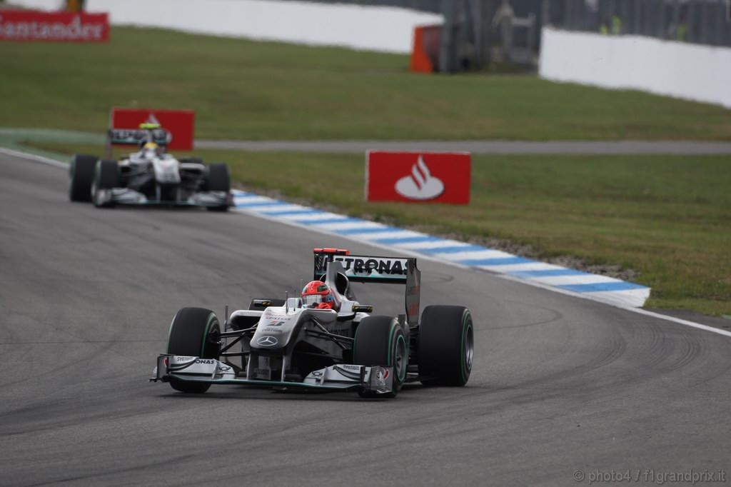 GP Germania, Gara, Michael Schumacher (GER), Mercedes GP  F1 Team, MGP W01 davanti a Nico Rosberg (GER), Mercedes GP F1 Team, MGP W01 