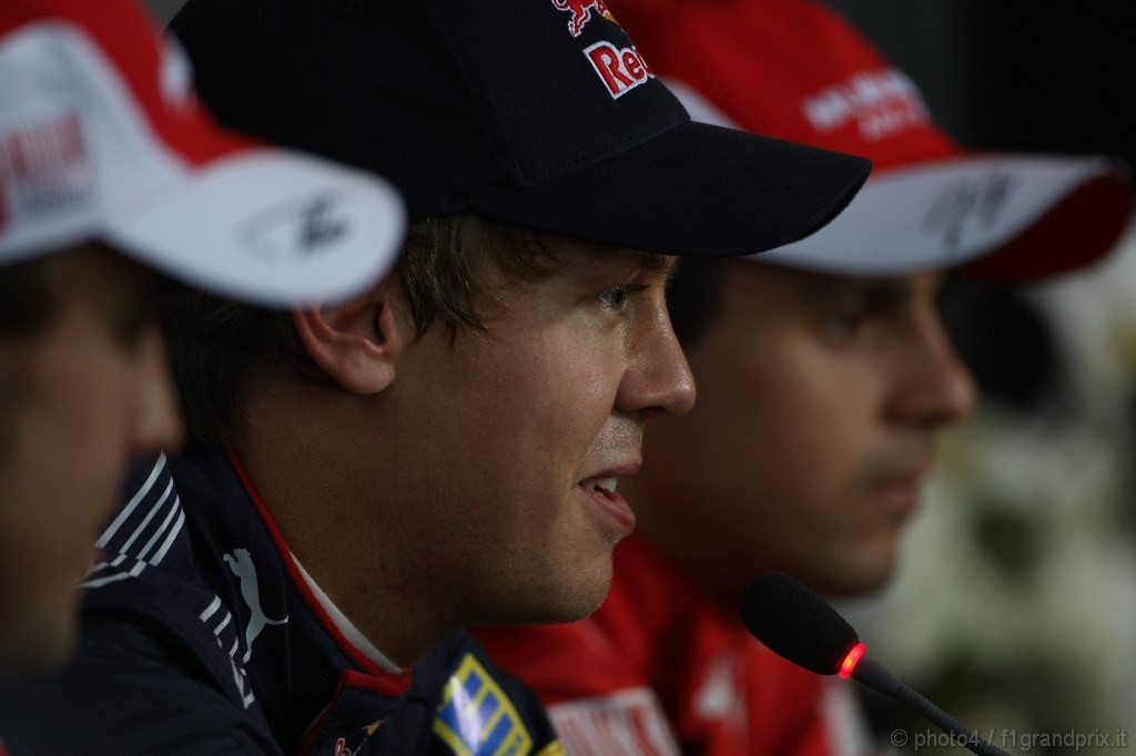 GP Germania, Qualifiche, Conferenza Stampa, Sebastian Vettel (GER), Red Bull Racing, RB6 pole position, Fernando Alonso (ESP), Ferrari, F10 secondo e Felipe Massa (BRA), Ferrari, F10 terzo 