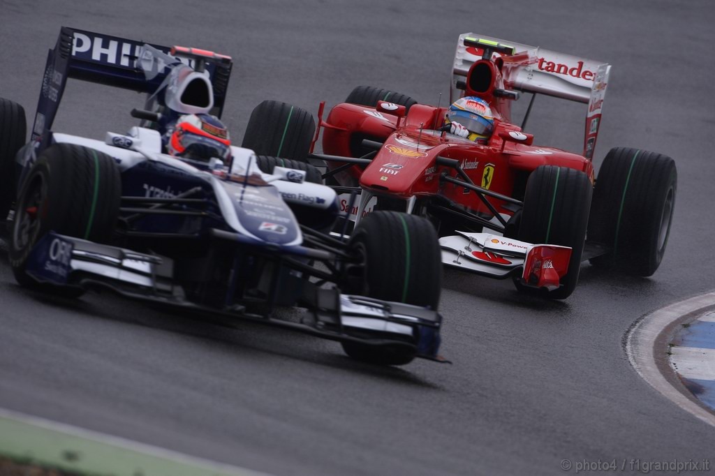 GP Germania, Prove Libere 1, Venerdi', Fernando Alonso (ESP), Ferrari, F10 e Rubens Barrichello (BRA), Williams, FW32 