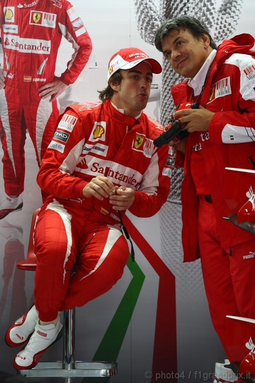 GP Germania, Prove Libere 1, Venerdi', Fernando Alonso (ESP), Ferrari, F10 e Fabrizio Borra (ITA), physiotherapist of Fernando Alonso (ESP) 