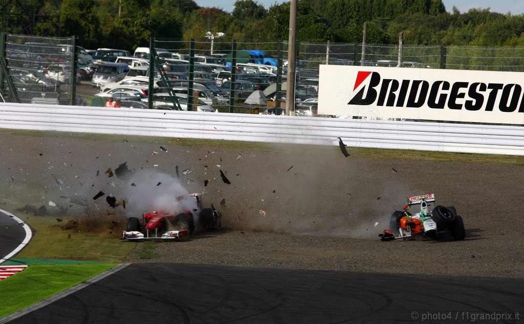 GP Giappone, Gara, Felipe Massa (BRA), Ferrari, F10 e Vitantonio Liuzzi (ITA), Force India F1 Team, VJM03 