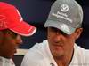 GP Giappone, Giovedi', Conferenza Stampa, Lewis Hamilton (GBR), McLaren  Mercedes, MP4-25 e Michael Schumacher (GER), Mercedes GP  F1 Team, MGP W01  