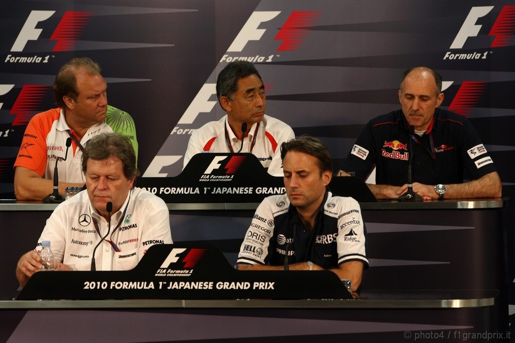 GP Giappone, Venerdi', Conferenza Stampa, Norbert Haug (GER), Motorsport chief, Sam Michael (AUS) Williams Technical Director, Hiroshi Yasukawa (JPN), Bridgestone e Franz Tost, Scuderia Toro Rosso, Team Principal