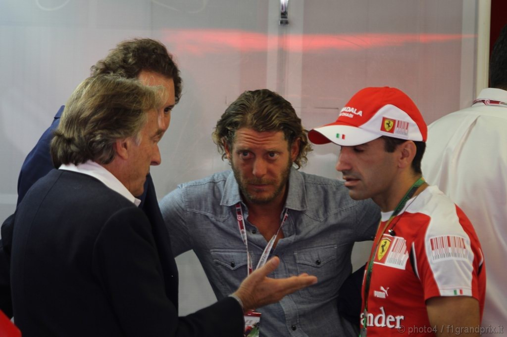 GP Italia, Prove Libere 3, Sabato, Luca Cordero di Montezemolo(ita), President Ferrari, John Elkann (ITA), President Fiat, Lapo Elkann (ITA) e Marc Gene (ESP), Test Driver Ferrari 