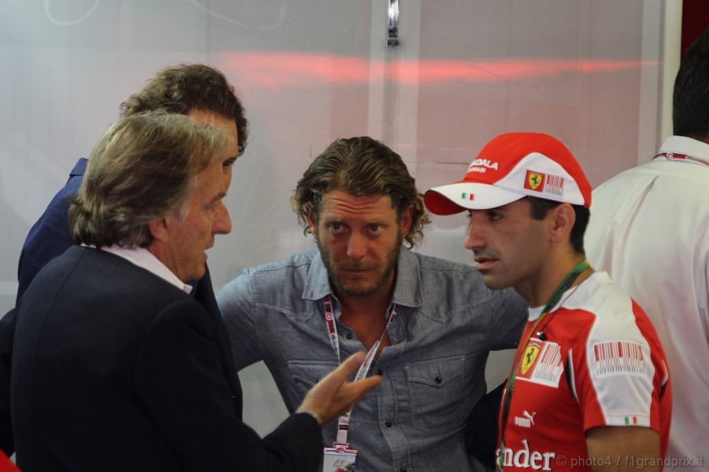 GP Italia, Prove Libere 3, Sabato, Luca Cordero di Montezemolo(ita), President Ferrari, John Elkann (ITA), President Fiat, Lapo Elkann (ITA) e Marc Gene (ESP), Test Driver Ferrari 