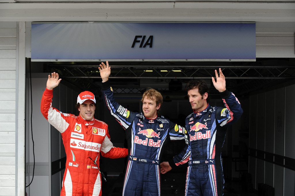 GP Ungheria, HUNGARY GRAND PRIX F1/2010 - BUDAPEST 31/07/2010 - SEBASTIAN VETTEL POLE, MARK WEBBER AND FERNANDO ALONSO 
© FOTO ERCOLE COLOMBO 