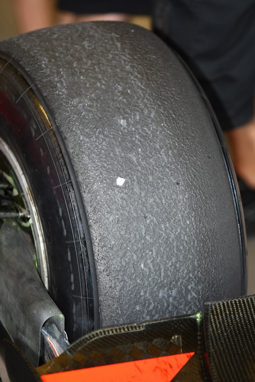 Test Pirelli Abu Dhabi, 
Tyre wear on the Pirelli 