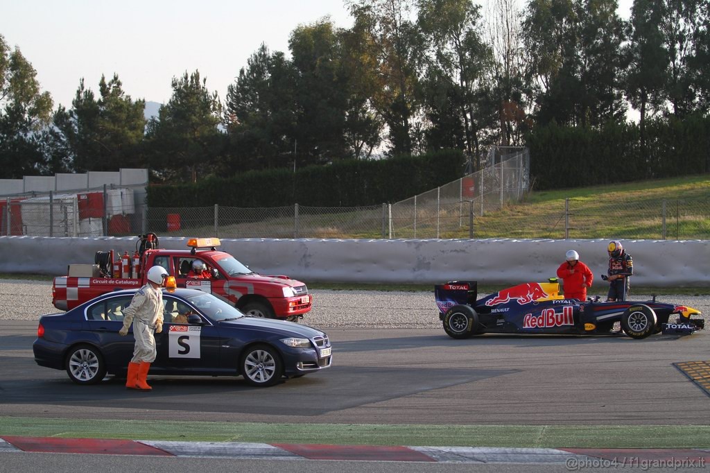 Barcelona Test Febbraio 2011, 20.02.2011- Mark Webber (AUS), Red Bull Racing, RB7  stopped in the track