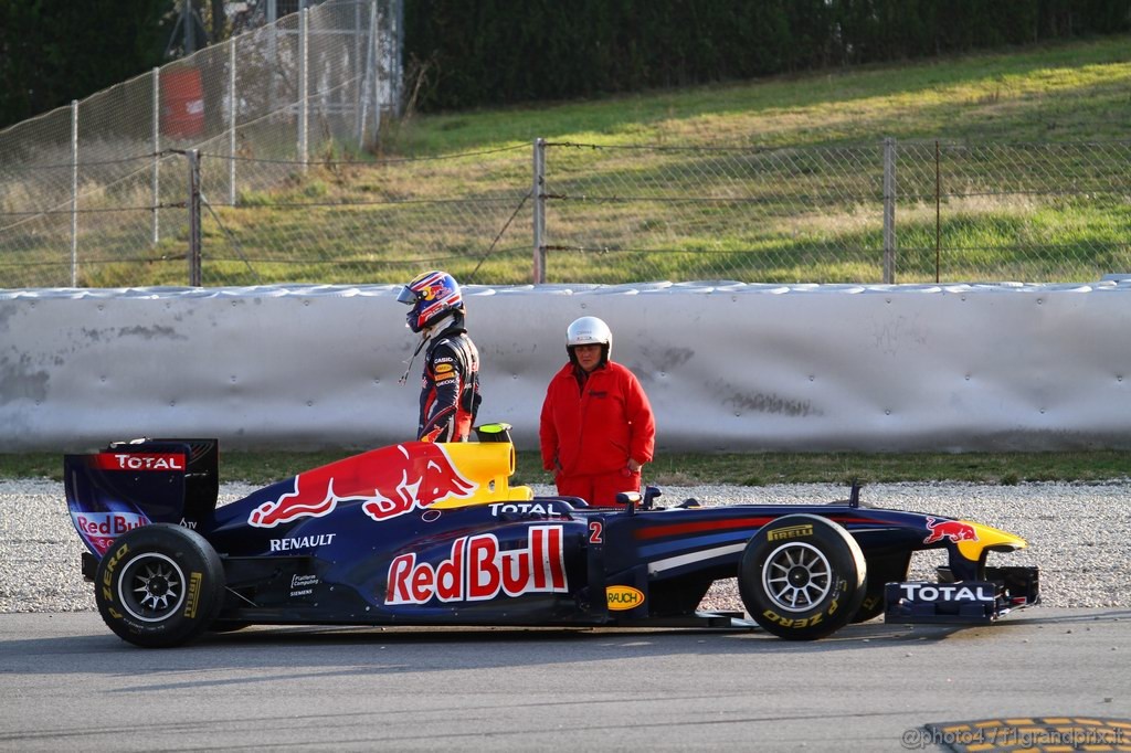 Barcelona Test Febbraio 2011, 20.02.2011- Mark Webber (AUS), Red Bull Racing, RB7  stopped in the track