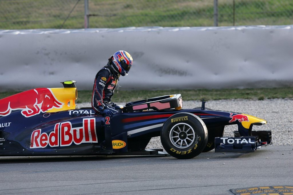 Barcelona Test Febbraio 2011, 20.02.2011- Mark Webber (AUS), Red Bull Racing, RB7  stopped in the track
