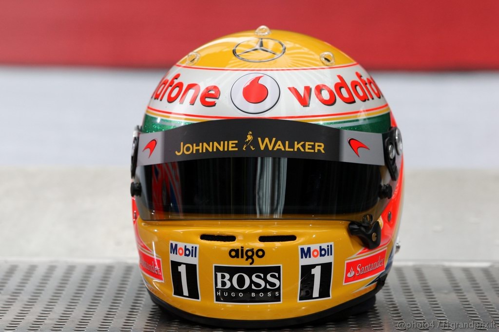 Caschi Piloti 2011, 
Helmet of Lewis Hamilton (GBR), McLaren Mercedes 