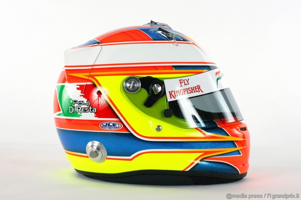 Caschi Piloti 2011, The helmet of Paul Di Resta (GBR) Force India F1 Third Driver.
Force India Studio Shoot, Silverstone, England, 8 February 2010.