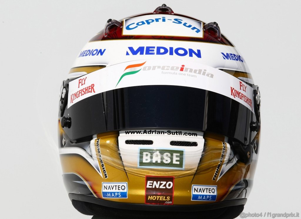 Caschi Piloti 2011, 10/2/2011- Helmet, Adrian Sutil (GER), Force India F1 Team, VJM04 