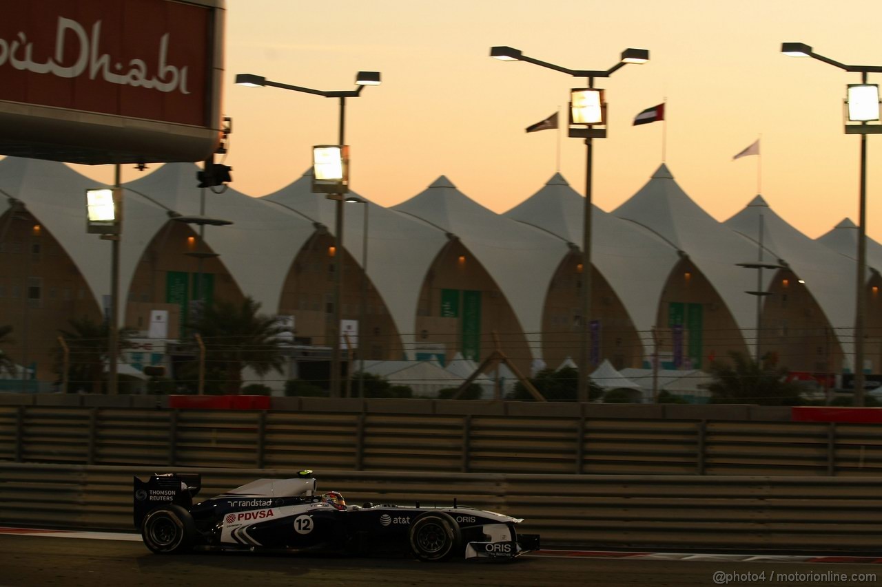 GP ABU DHABI, 13.11.2011- Gara, Pastor Maldonado (VEN), Williams FW33