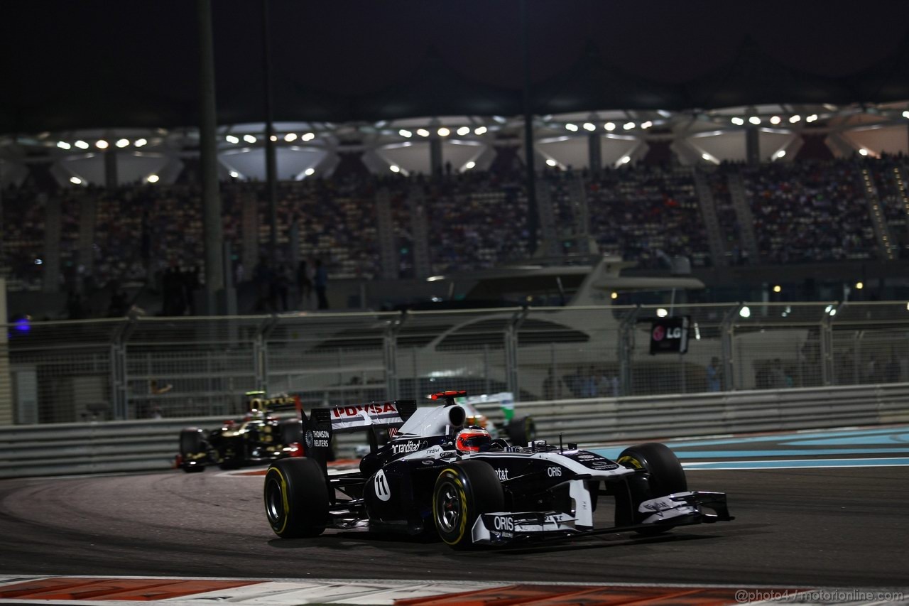 GP ABU DHABI, 13.11.2011- Gara, Rubens Barrichello (BRA), Williams FW33 