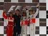GP ABU DHABI, 13.11.2011- Gara, Lewis Hamilton (GBR), McLaren  Mercedes, MP4-26 vincitore, Fernando Alonso (ESP), Ferrari, F-150 Italia secondo e Jenson Button (GBR), McLaren  Mercedes, MP4-26 terzo 
