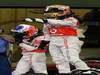 GP ABU DHABI, 13.11.2011- Gara, Jenson Button (GBR), McLaren  Mercedes, MP4-26 terzo e Lewis Hamilton (GBR), McLaren  Mercedes, MP4-26 vincitore 