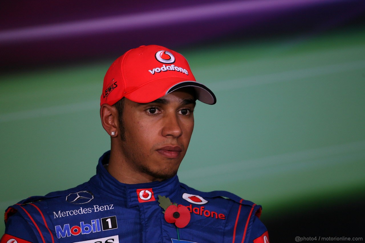 GP ABU DHABI, 12.11.2011- Qualifiche, Conferenza Stampa, Lewis Hamilton (GBR), McLaren  Mercedes, MP4-26 